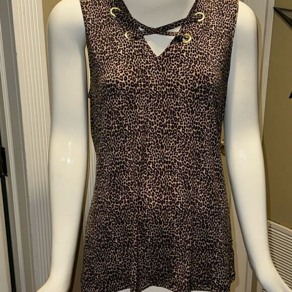 Micheal- Micheal Kors basics dark camel with gold grommet accent tank top - Picture 1 of 7